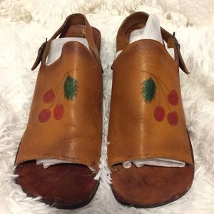 Vintage Leather Sandals Clogs Mules Open Toe 9